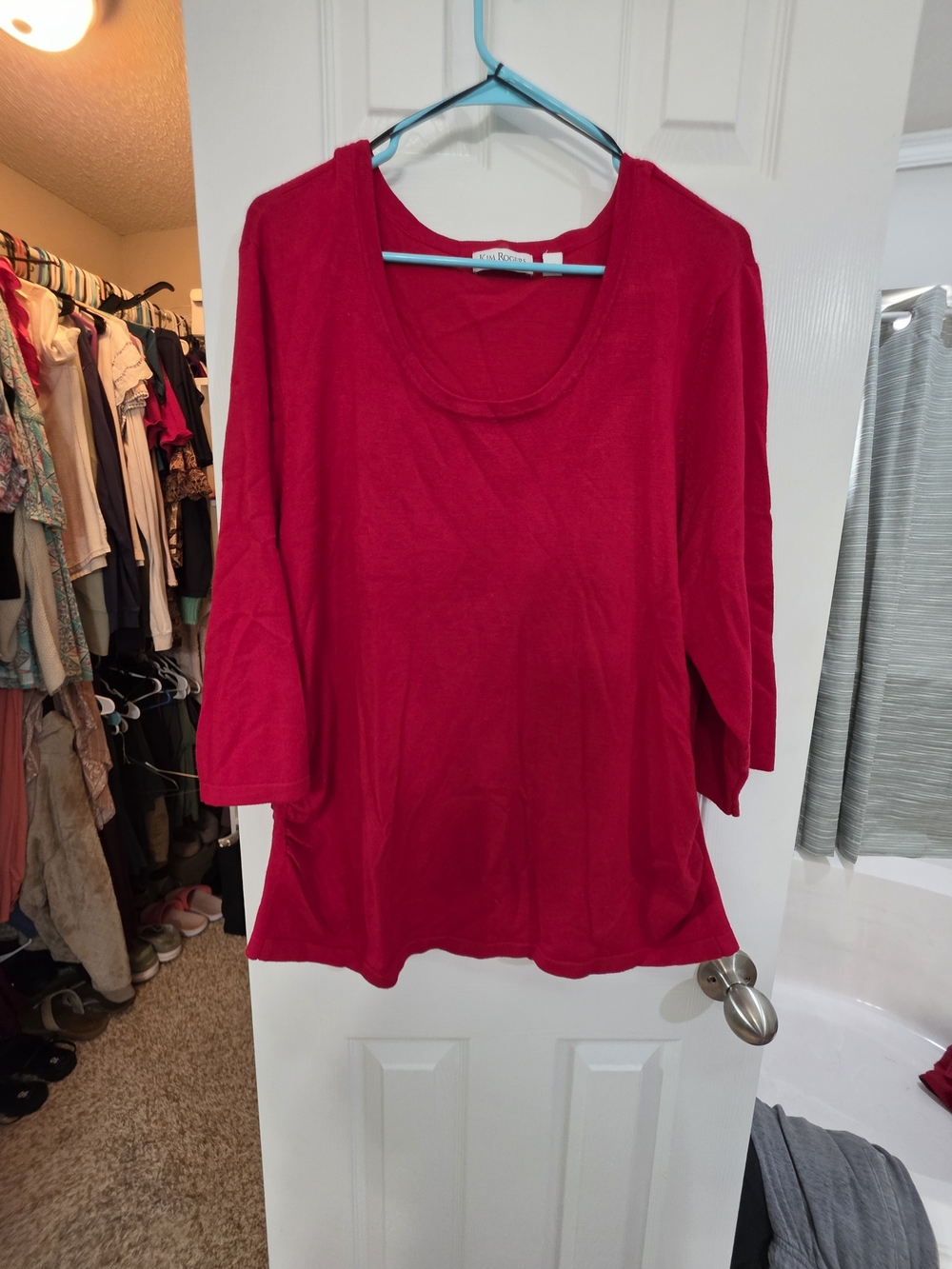 Kim Rogers Red Scoop Neck Tunic Top